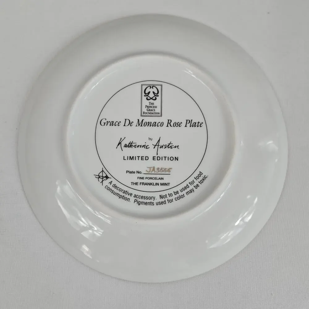 Vintage Franklin Mint Grace De Monaco Rose Plate by Katharine Austen LE #JA3555